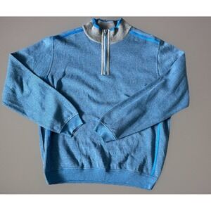 St. Croix Long Sleeve 1/4 Quarter Zip Pullover Sweater Blue Gray USA XL JBHS